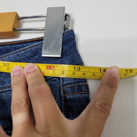 Wax Jean Mid Wash Sandblasted Whiskered Boot Cut Denim Jeans Stretch Size 0 - Picture 9 of 10